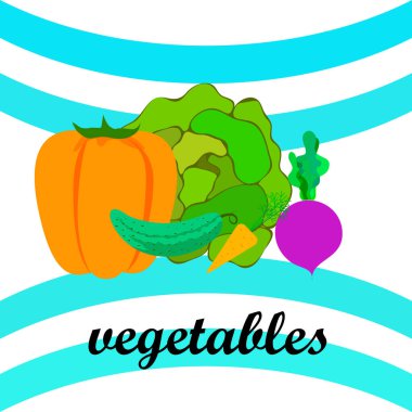 Lahana, pancar, havuç, biber, salatalık, taze sebze. Organik gıda posteri. Çiftçi pazarı tasarımı. Vektör arkaplanı.