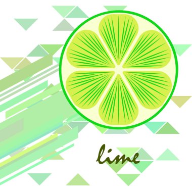 Yeşil yarısı ve dilimlenmiş limon. Vektör illüstrasyonu, arkaplan.