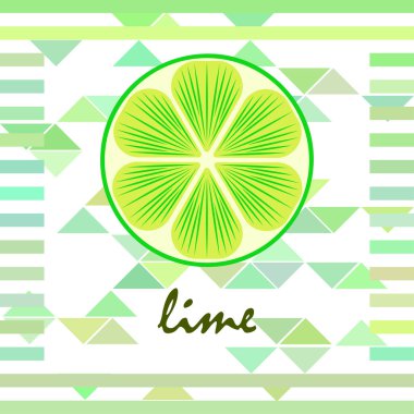 Yeşil yarısı ve dilimlenmiş limon. Vektör illüstrasyonu, arkaplan.