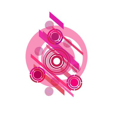 Beyaz arkaplanda fuşya daireleri, vektör illüstrasyonu