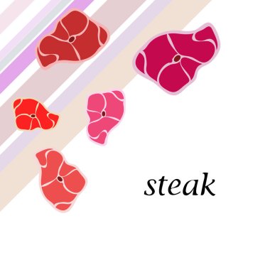 Biftek. Taze et kavramı. Vektör arkaplanı.