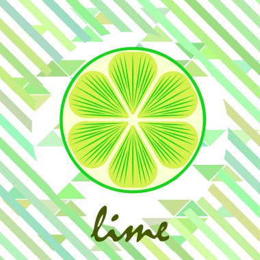 Yeşil yarısı ve dilimlenmiş limon. Vektör illüstrasyonu, arkaplan.