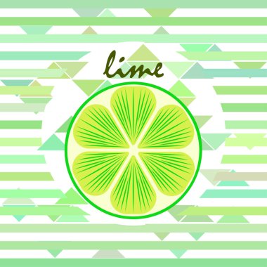 Yeşil yarısı ve dilimlenmiş limon. Vektör illüstrasyonu, arkaplan.