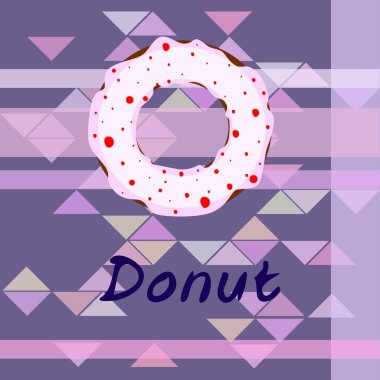 Pembe, çikolatalı, limonlu, mavi nane şekerli çörekler. Vektör arkaplanı.