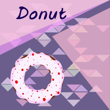 Pembe, çikolatalı, limonlu, mavi nane şekerli çörekler. Vektör arkaplanı.