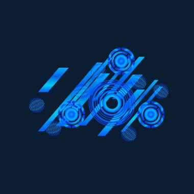 Siyah arkaplanda mavi daireler, vektör illüstrasyonu