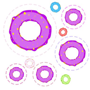 Pembe çikolatalı limon mavisi naneli donutlar. Vektör arkaplanı.