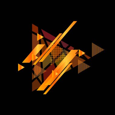 Siyah arkaplanda turuncu üçgenler, vektör illüstrasyonu