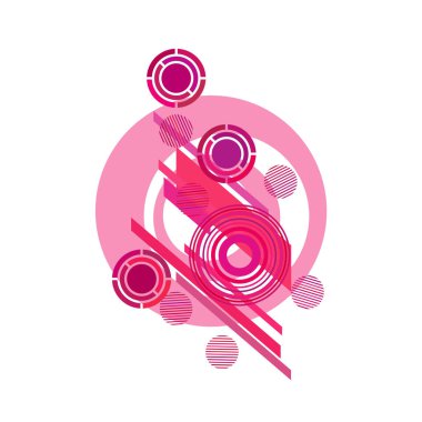 Beyaz arkaplanda fuşya daireleri, vektör illüstrasyonu