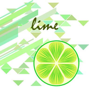 Yeşil yarısı ve dilimlenmiş limon. Vektör illüstrasyonu, arkaplan.