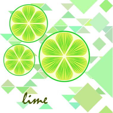 Yeşil yarısı ve dilimlenmiş limon. Vektör illüstrasyonu, arkaplan.