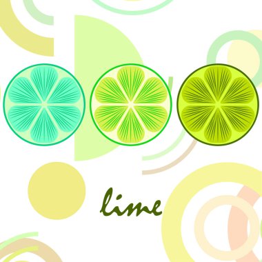 Yeşil yarısı ve dilimlenmiş limon. Vektör illüstrasyonu, arkaplan.