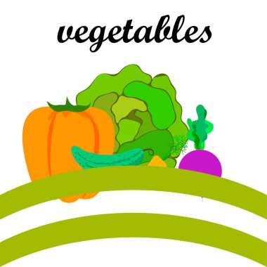 Lahana, pancar, havuç, biber, salatalık, taze sebze. Organik gıda posteri. Çiftçi pazarı tasarımı. Vektör arkaplanı.