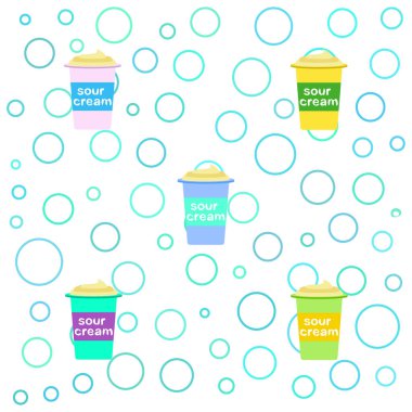 Ekşi krema. Süt ürünlerinin vektör illüstrasyonu.