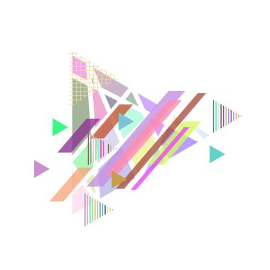 Beyaz arkaplanda renkli üçgenler, vektör illüstrasyonu