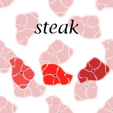 Biftek. Taze et kavramı. Vektör arkaplanı.