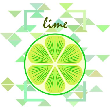 Yeşil yarısı ve dilimlenmiş limon. Vektör illüstrasyonu, arkaplan.
