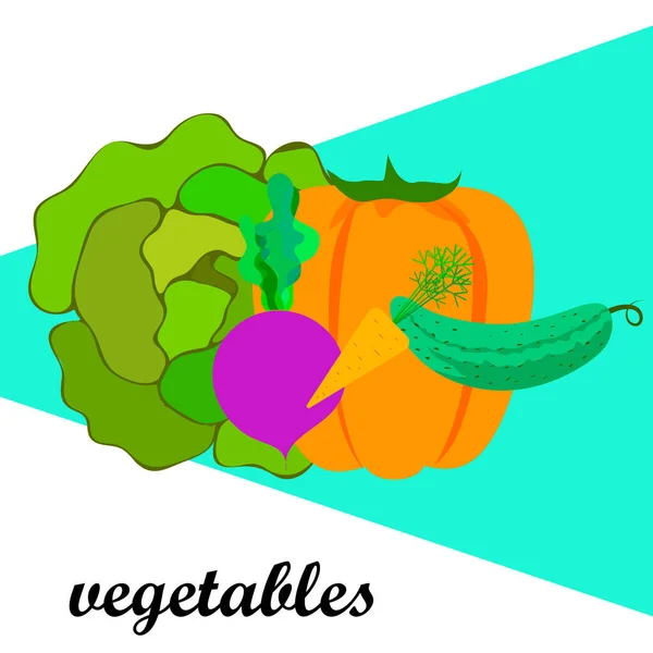 Col Remolacha Zanahoria Pimienta Pepino Verduras Frescas Cartel Alimentos Orgánicos — Archivo Imágenes Vectoriales