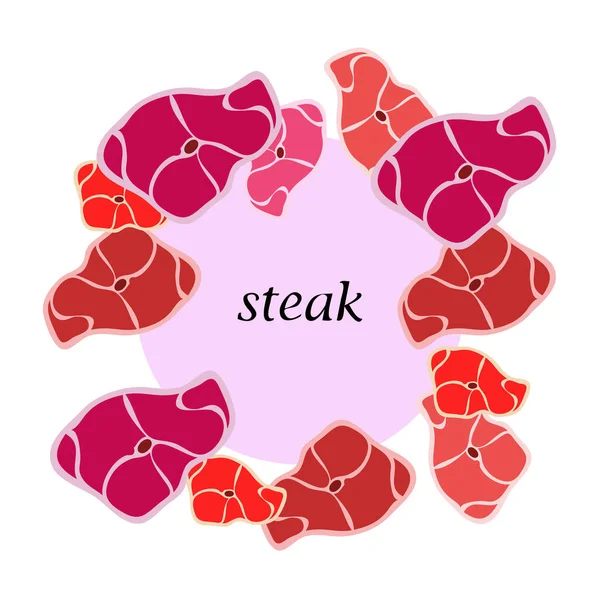 Steak Das Konzept Des Frischfleisches Vektorhintergrund — Stockvektor