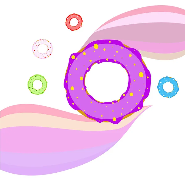 Donuts Com Chocolate Rosa Limão Azul Cobertura Hortelã Fundo Vetorial — Vetor de Stock