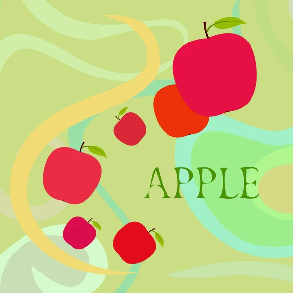 Illustrazione Vettoriale Cornice Apple Scheda Vettoriale Con Mela Foglia — Vettoriale Stock