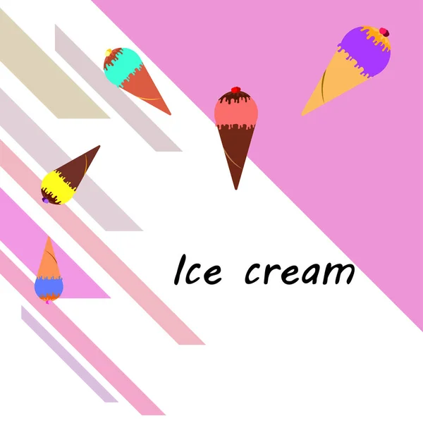 Colección Postre Frío Verano Helado Fondo Vectorial Fondo Vacaciones Alimentos — Vector de stock