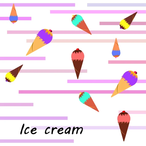 Colección Postre Frío Verano Helado Fondo Vectorial Fondo Vacaciones Alimentos — Vector de stock