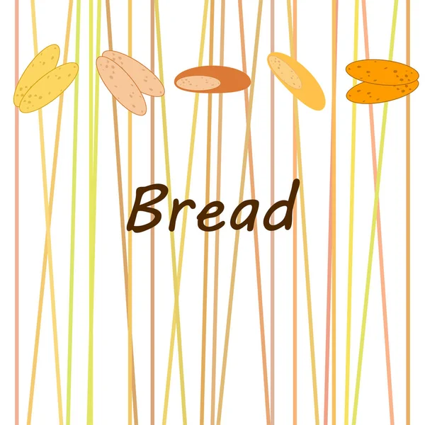 Bread Bakery Icons Sliced Fresh Wheat Bread Vector Background — Stock Vector