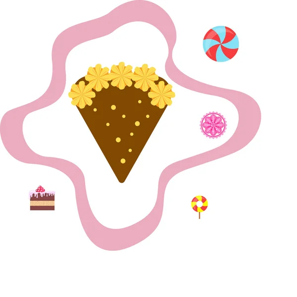 Home Bakery Vector Illustration Birthday Cake Capcake Sweets Design Idea — Stock Vector