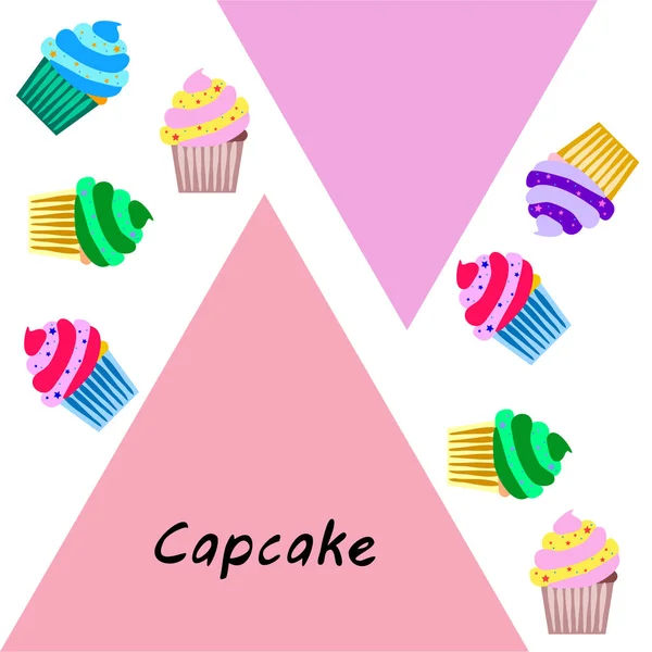 Capcake Hornear Crema Bayas Dulzura Postre Elementos Coloridos Para Colección — Archivo Imágenes Vectoriales