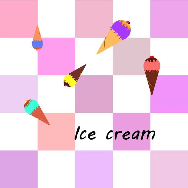 Колекція Літнього Холодного Десерту Морозиво Векторний Фон Їжа Святковий Фон — стоковий вектор