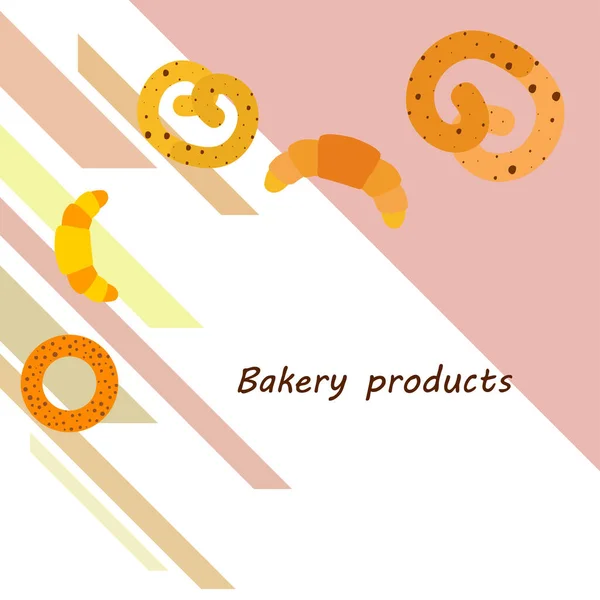Bäckerei Brot Und Gebäck Bagel Und Croissant Vektorillustration — Stockvektor
