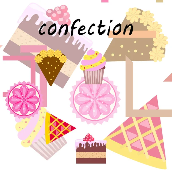 Confection Vector Set Cakes Cookies Illustration — Stock Vector