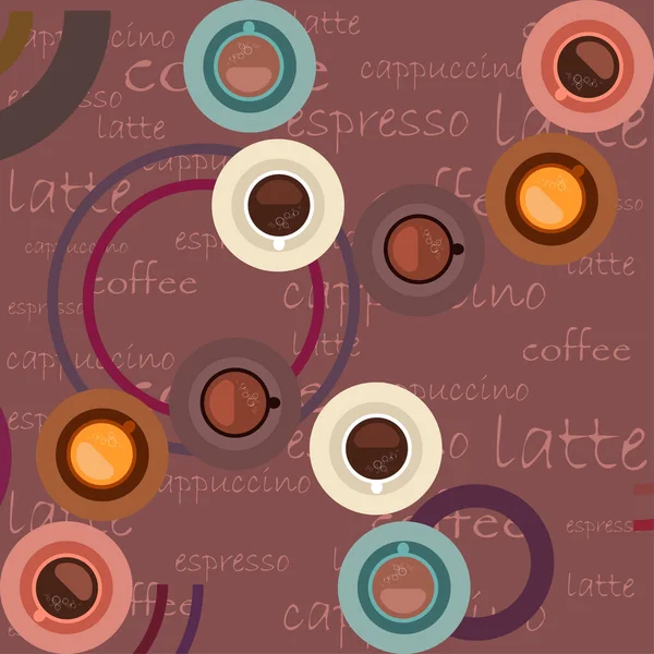 Fundo Vetorial Sobre Tema Café Uma Xícara Café Fresco Moedor — Vetor de Stock