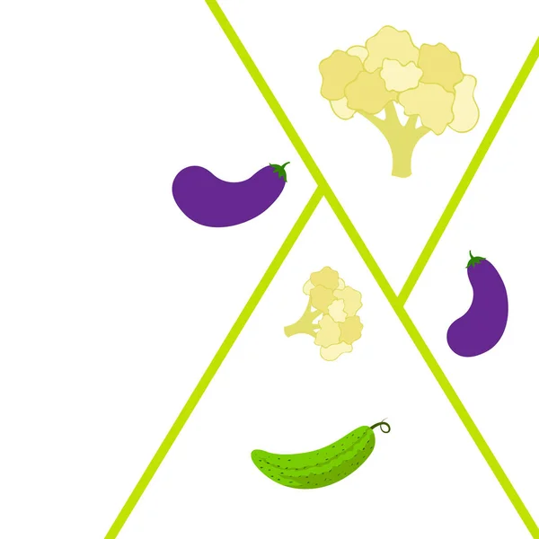 Цвітна Капуста Огірок Баклажани Плакат Органічної Їжі Дизайн Фермерського Ринку — стоковий вектор