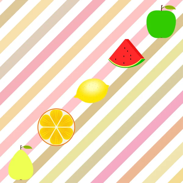 Fruits Baies Icônes Fruits Dessin Animé Colorés Orange Poire Pomme — Image vectorielle