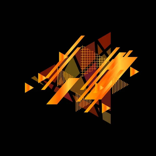 Orange Triangles Black Background Vector Illustration — Stock Vector