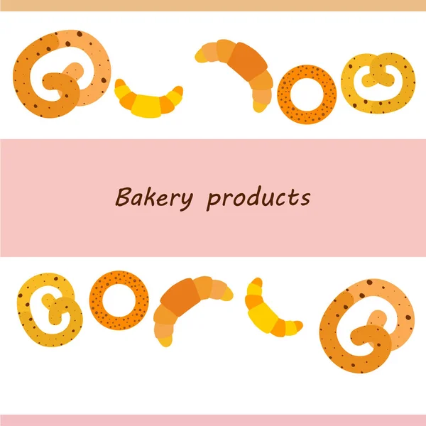 Bäckerei Brot Und Gebäck Bagel Und Croissant Vektorillustration — Stockvektor