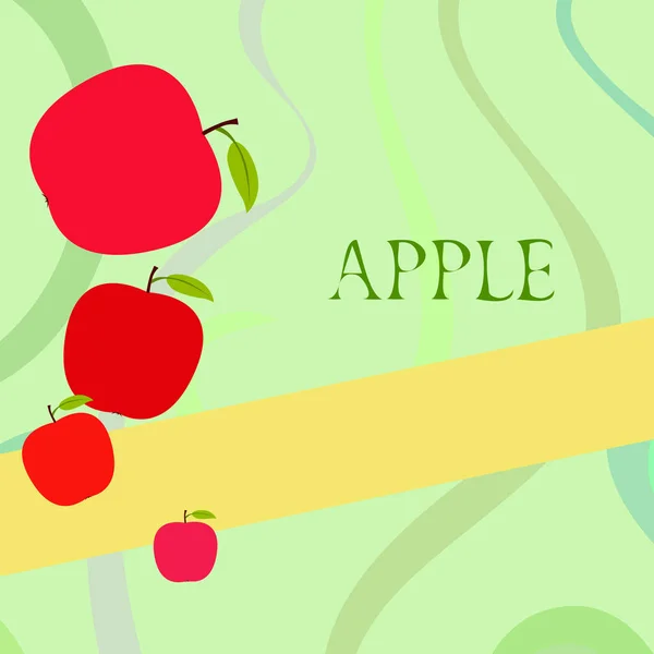 Illustrazione Vettoriale Cornice Apple Scheda Vettoriale Con Mela Foglia — Vettoriale Stock