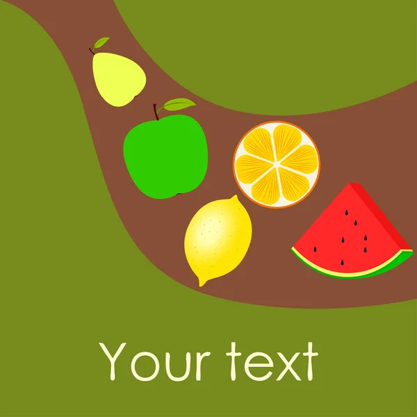 Frutta Bacche Colorate Icone Frutta Dei Cartoni Animati Arancia Pera — Vettoriale Stock