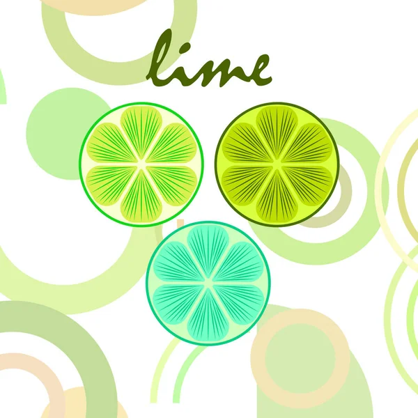 Mitad Verde Rodaja Lima Ilustración Vectorial Fondo — Vector de stock