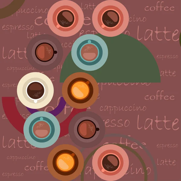 Fundo Vetorial Sobre Tema Café Uma Xícara Café Fresco Moedor — Vetor de Stock