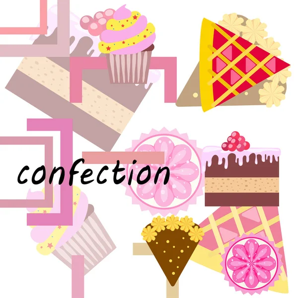 Confection Vector Set Cakes Cookies Illustration — Stock Vector