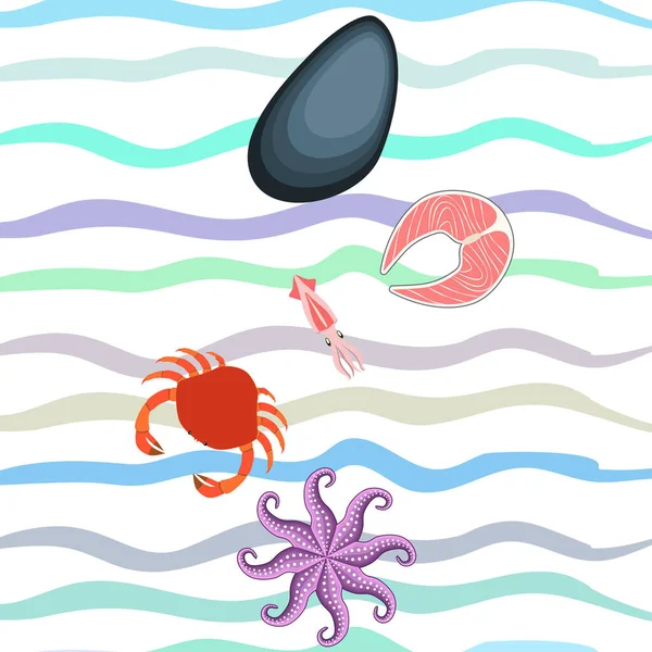章鱼新鲜海鲜 矢量的背景资料 餐厅设计 — 图库矢量图片