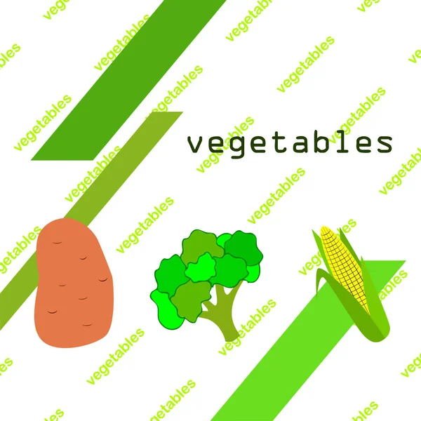 Кукурудза Картопля Броколі Плакат Органічної Їжі Дизайн Фермерського Ринку Векторний — стоковий вектор