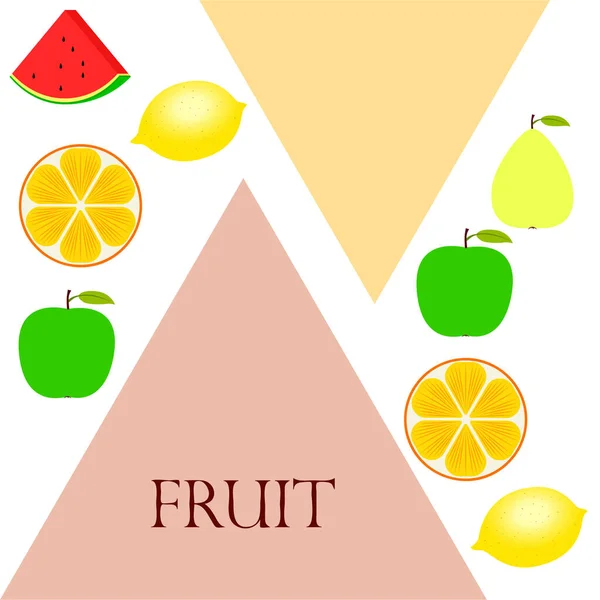 Frutas Bayas Iconos Coloridos Frutas Dibujos Animados Naranja Pera Manzana — Vector de stock