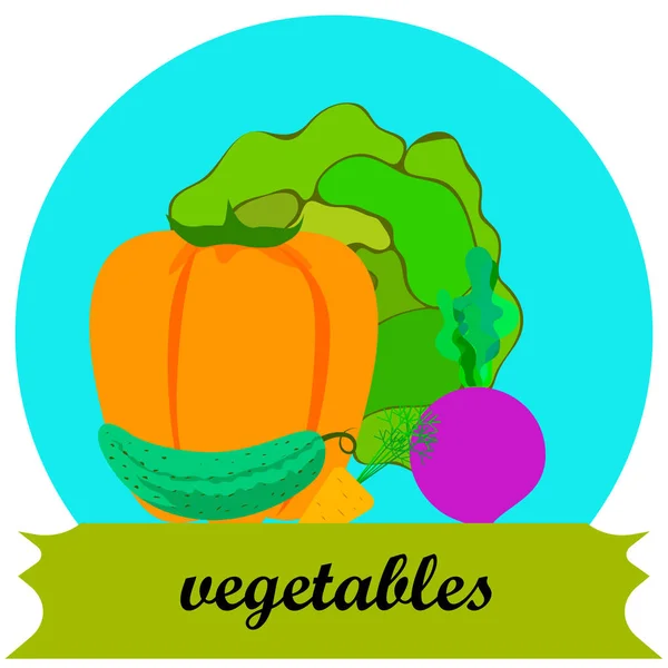 Lahana Pancar Havuç Biber Salatalık Taze Sebze Organik Gıda Posteri — Stok Vektör