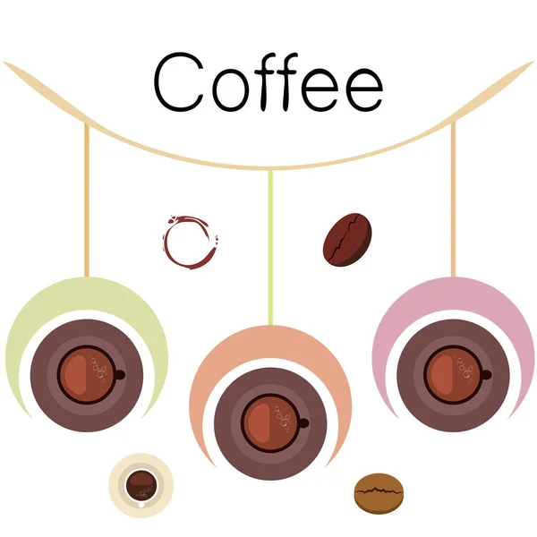 Filiżanka Kawy Ziarna Kawy Koncepcja Śniadaniowa Menu Napojów Dla Restauracji — Wektor stockowy