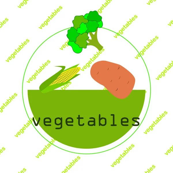 Кукуруза Картошка Брокколи Плакат Органической Едой Дизайн Фермерского Рынка Векторный — стоковый вектор