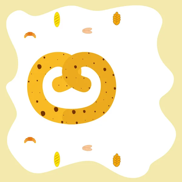 Panadería Banner Productos Ilustración Vectores Pan Trigo Pretzel Ciabatta Croissant — Archivo Imágenes Vectoriales